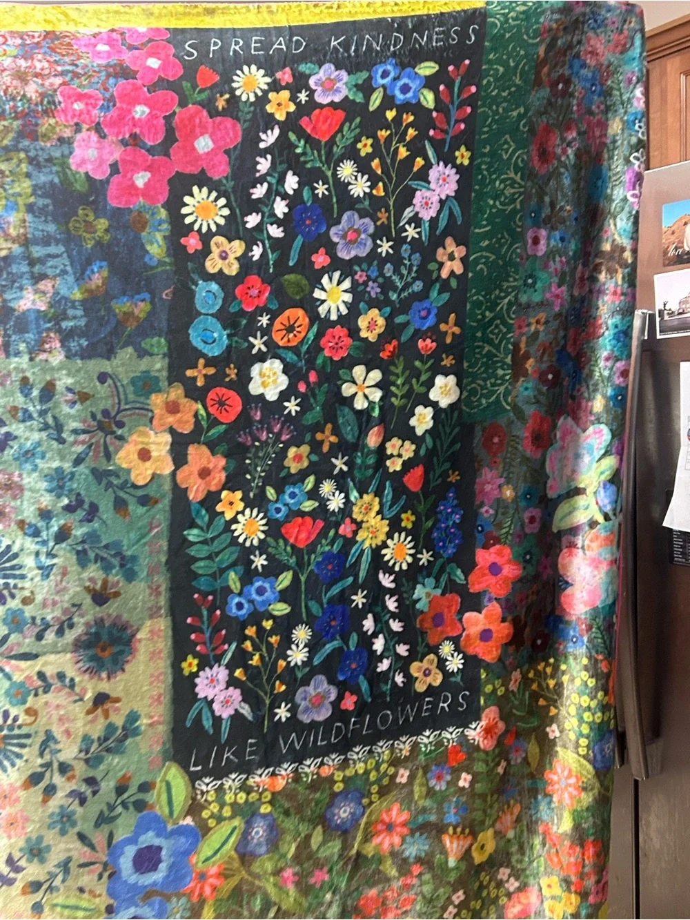 NATURAL LIFE XL Multicolor Floral Patchwork Throw with Heart Motifs